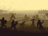 Abstract illustration of medieval battle.